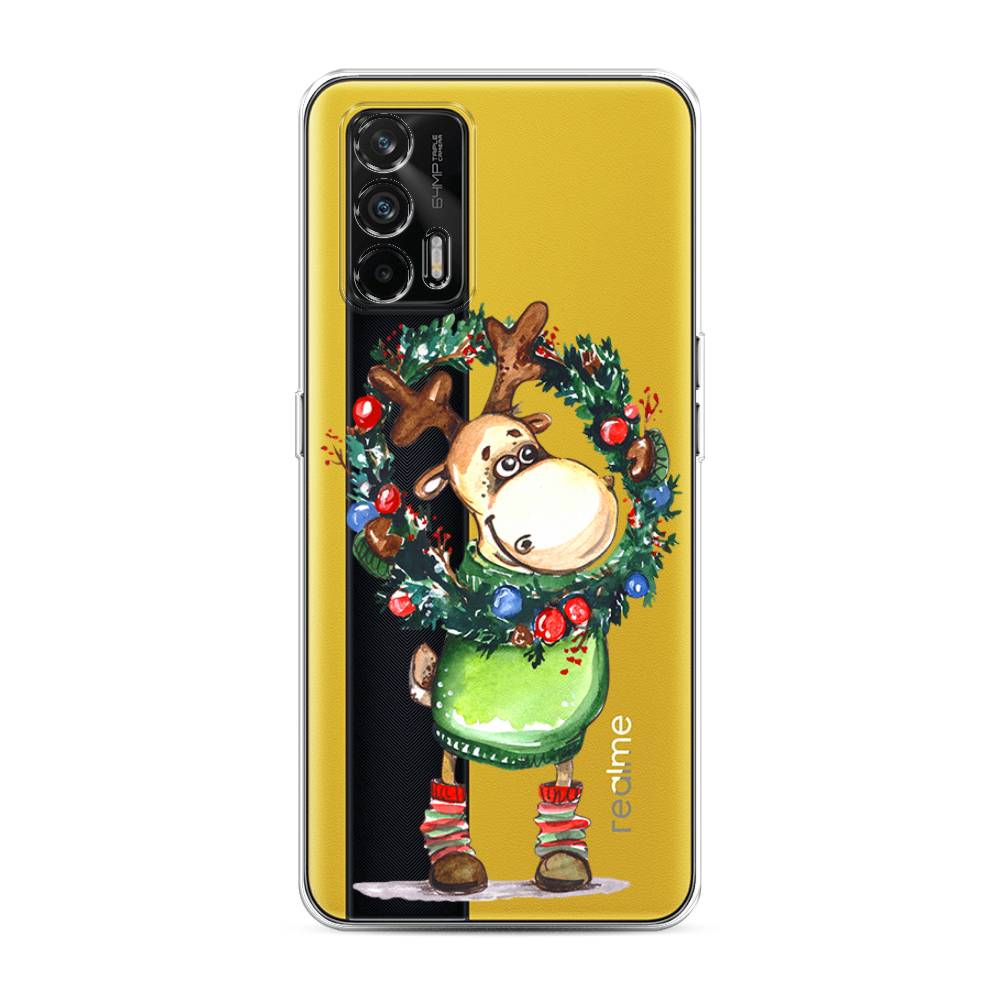 

Чехол на Oppo Realme GT "Олень с новогодним венком", 256350-4