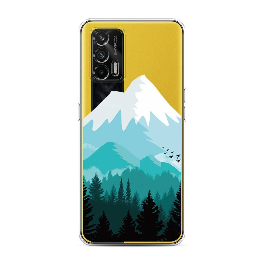 

Чехол на Oppo Realme GT "Синяя снежная гора", Белый;голубой, 256350-2