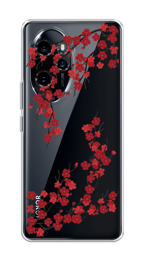 

Чехол на Honor 100 Pro "Красная сакура", Красный;черный, 6122850-1