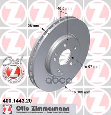 

Тормозной диск ZIMMERMANN комплект 1 шт. 400144320