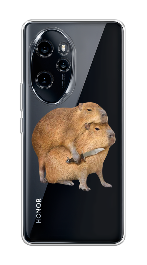 

Чехол на Honor 100 Pro "Капибара с ножом", Бежевый, 6122850-1