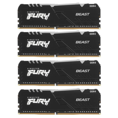 

Модуль памяти Kingston Fury Beast Black DDR4 DIMM3000MHz PC-24000 CL15-64Gb Kit(4x16Gb), FURY Beast RGB