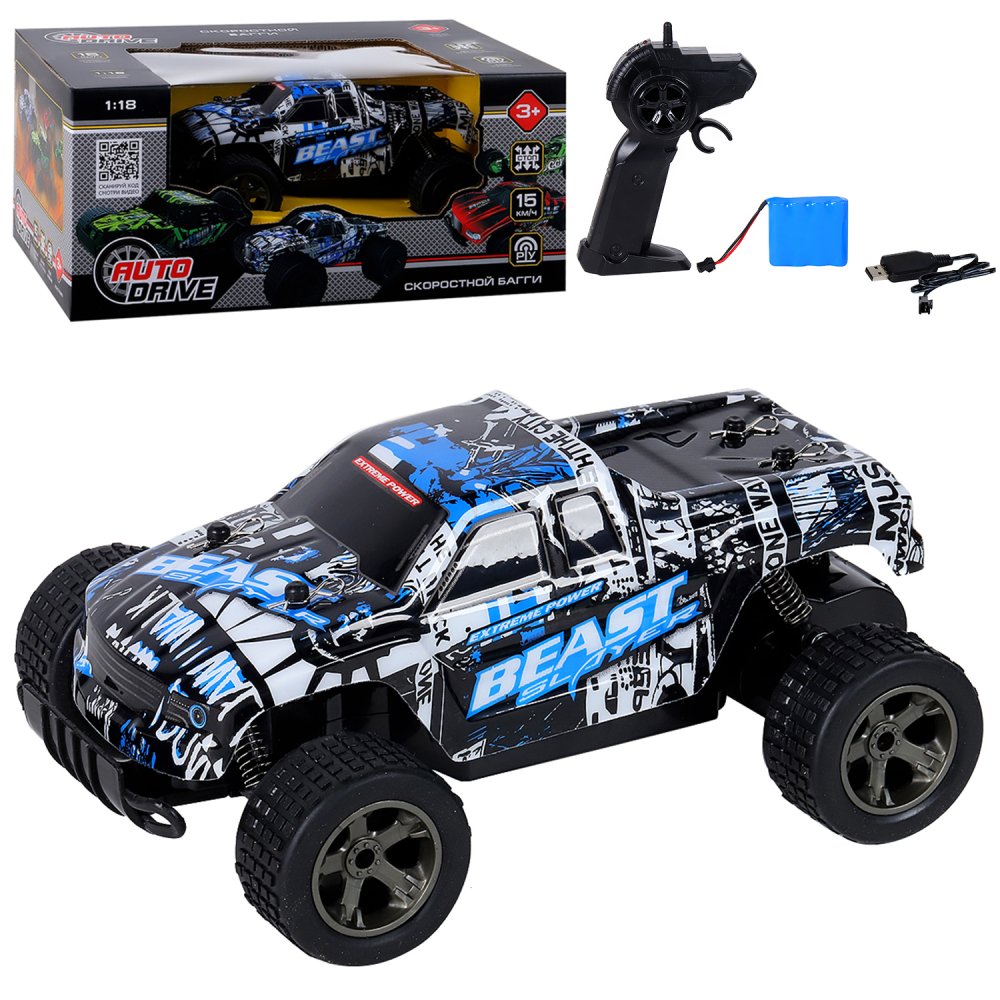 

Р/У скоростная машинка AUTO DRIVE 2,4GHz, М1:18, синий, JB1168427