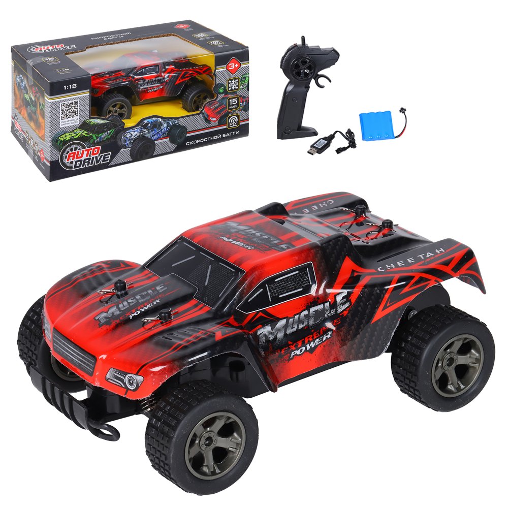

Р/У скоростная машинка AUTO DRIVE 2,4GHz, М1:18, красный, JB1168429