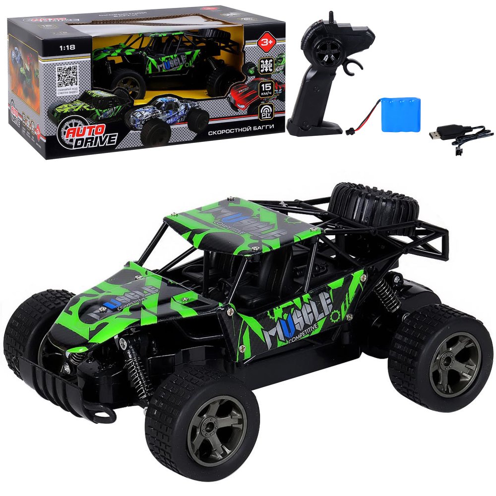 

Р/У скоростная машинка AUTO DRIVE 2,4GHz, М1:18, зеленый, JB1168431