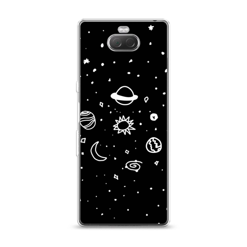 

Чехол на Sony Xperia 10"Дудл солнечной системы", Бежевый;серый, 54050-2