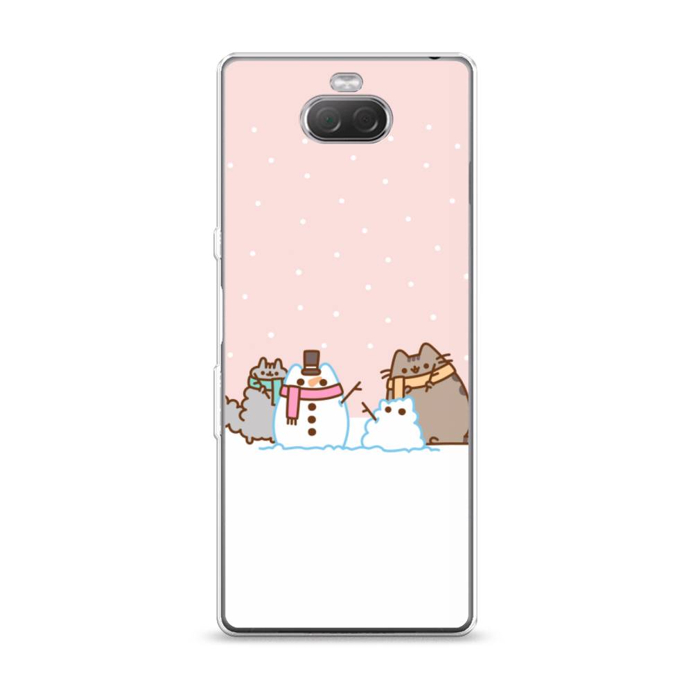 

Чехол на Sony Xperia 10"Котики в снегу", Розовый;белый;серый, 54050-5