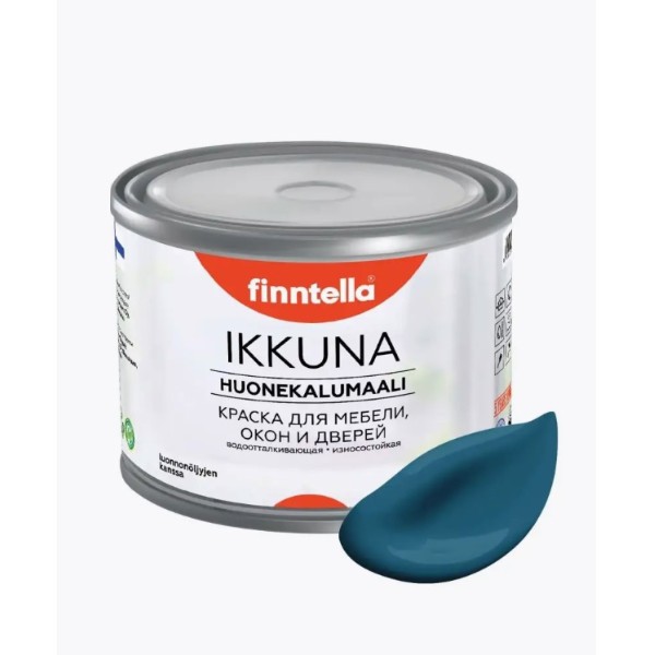 

Краска IKKUNA FINNTELLA Матовая, VIILEA светло-бирюзовый, 0,45л, Голубой, IKKUNA для мебели и для дерева, для кухни и кухонных фасадов, для шкафов, для комодов и для деревянных поверхностей с натуральным маслом, без запаха