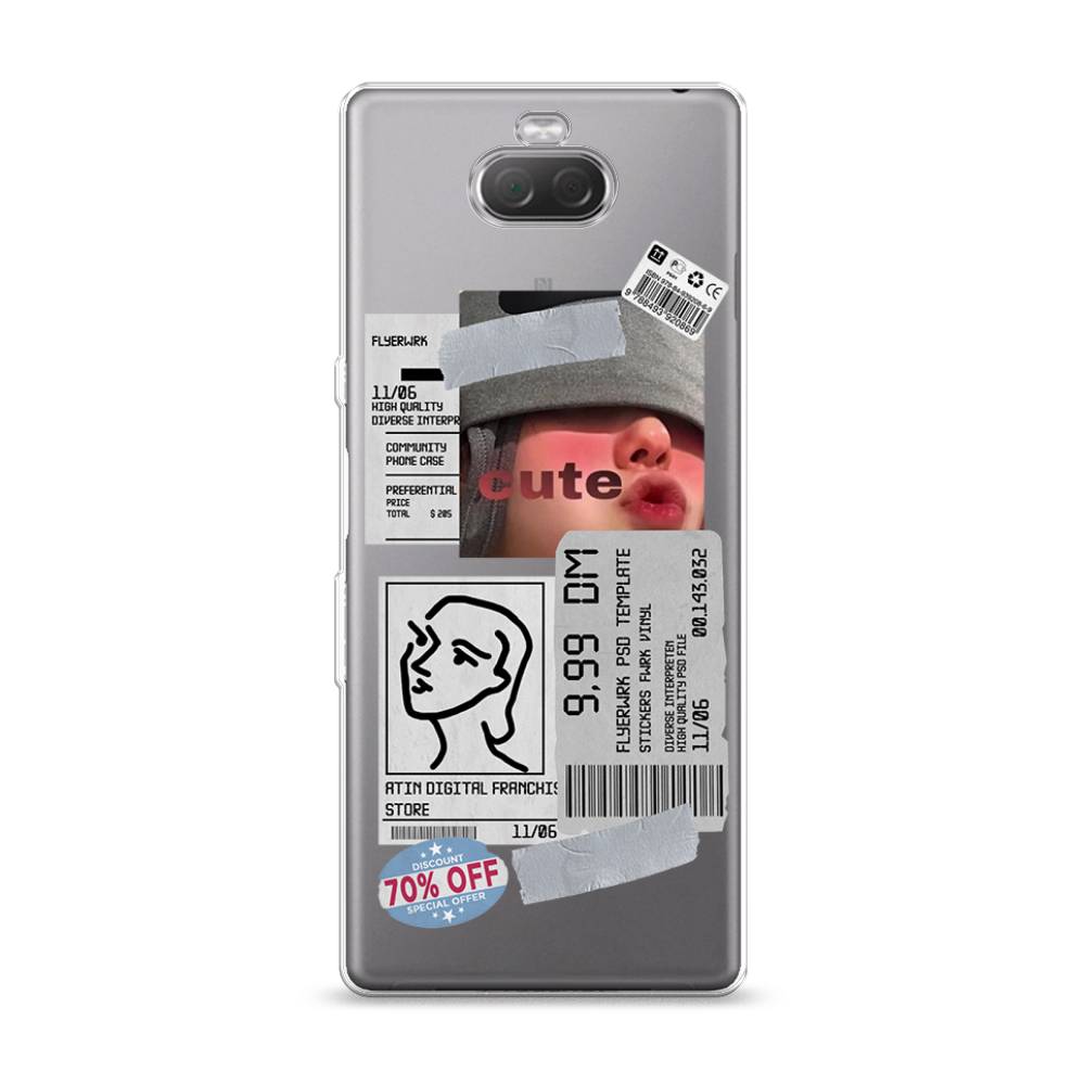 

Чехол на Sony Xperia 10 "Cute girl collage", Розовый;серый;голубой, 54050-6