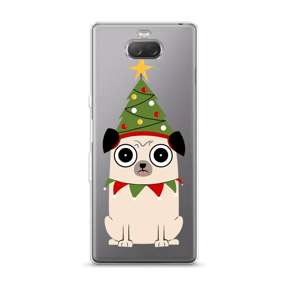 

Чехол на Sony Xperia 10 "Собачка с ёлочкой", Бежевый;красный;зеленый, 54050-1