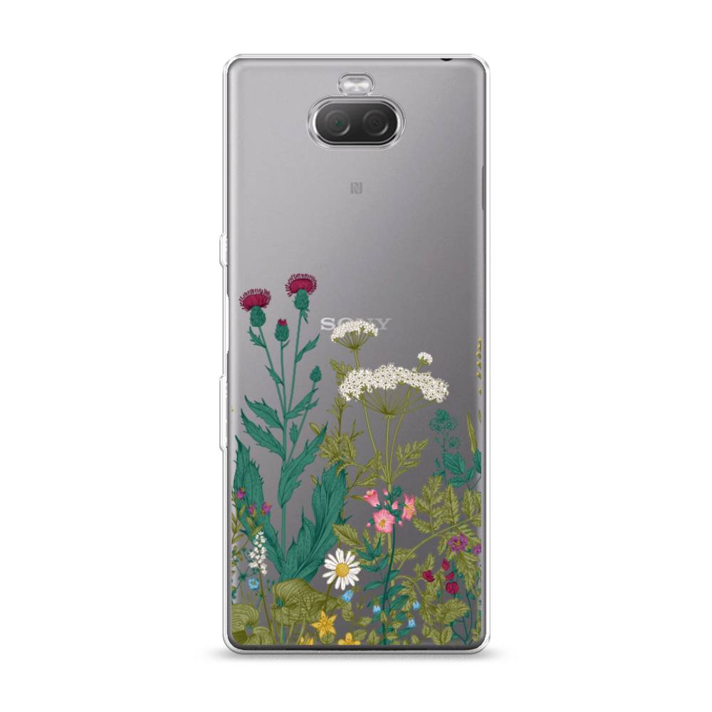 

Чехол на Sony Xperia 10 "Дикие полевые цветы", Зеленый;розовый;белый, 54050-2