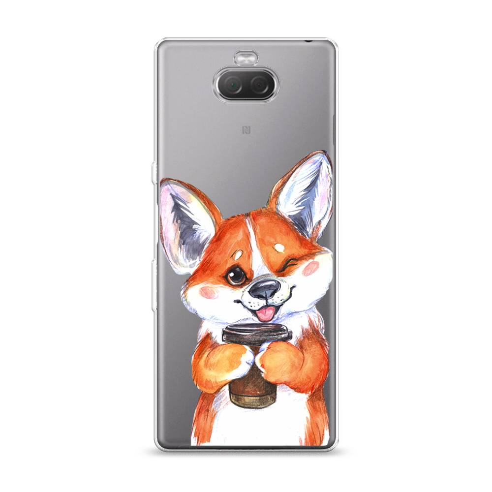 

Чехол на Sony Xperia 10 "Корги с кофе", Оранжевый;белый, 54050-4