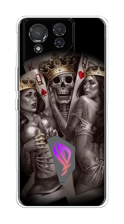 

Чехол на Asus ROG Phone 8 "Карты король и королевы", Серый;желтый, 45150-1