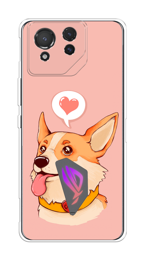 

Чехол на Asus ROG Phone 8 "Корги язык", Розовый;коричневый, 45150-1