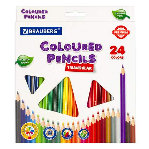 фото Набор цветных карандашей brauberg, 24 цв., арт. 181653 - (3 набора)