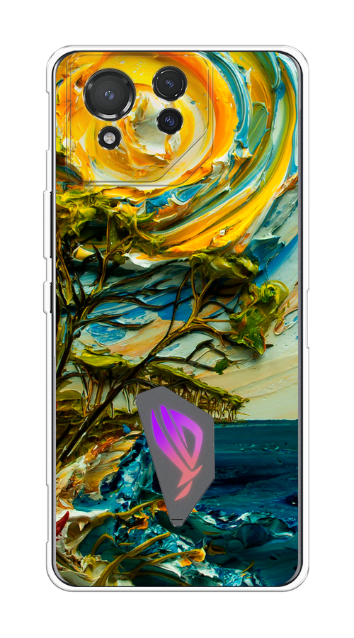 

Чехол на Asus ROG Phone 8 "Солнце живопись", Желтый;синий, 45150-1