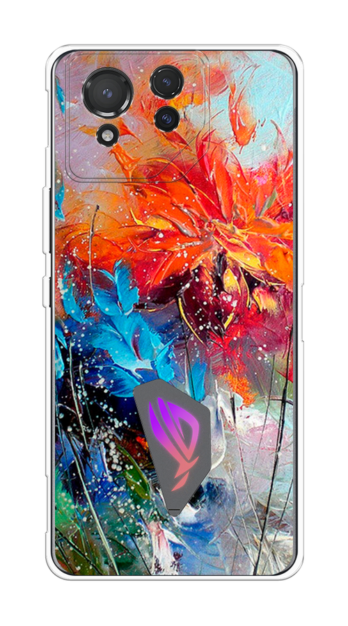 

Чехол на Asus ROG Phone 8 "Абстрактные цветы", Оранжевый;синий, 45150-1