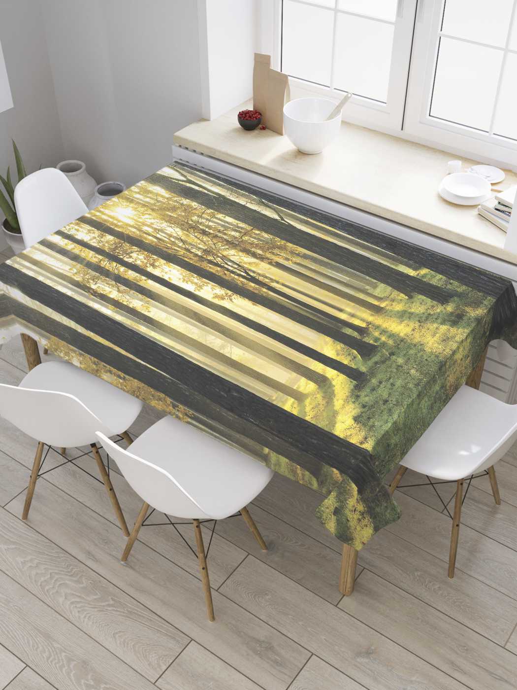 

Скатерть прямоугольная JoyArty "Лесные прятки" из сатена, 180x145 см, Желтый, Лесные прятки