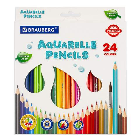 фото Набор цветных карандашей brauberg, 24 цв., арт. 181673 - (3 набора)