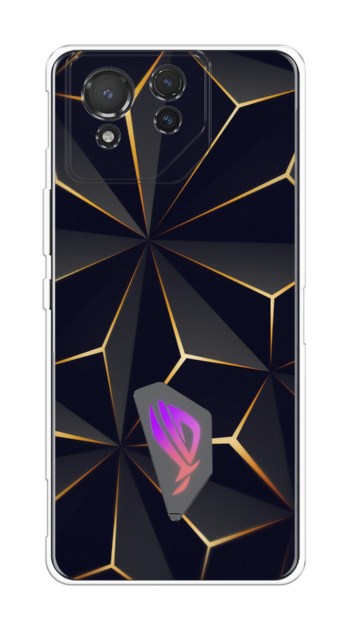 

Чехол на Asus ROG Phone 8 "Черные полигоны", Золотистый;черный, 45150-1