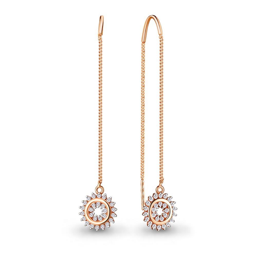 

Серьги продевки из серебра с фианитом Aquamarine 48622А_925_з, 48622А_925_з
