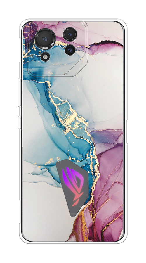 

Чехол на Asus ROG Phone 8 "Розовые разводы рисунок", Синий;розовый;золотистый, 45150-1