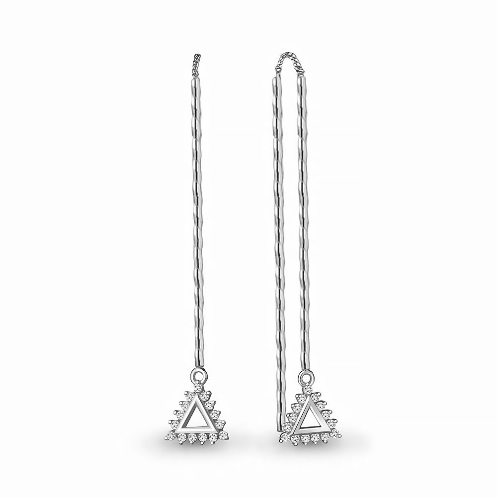 

Серьги продевки из серебра с фианитом Aquamarine 48627А_925_р, 48627А_925_р