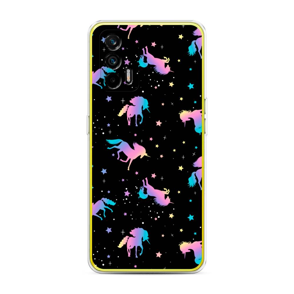 

Чехол на Oppo Realme Q3 Pro "Единороги градиент", Черный;розовый;голубой, 256550-1