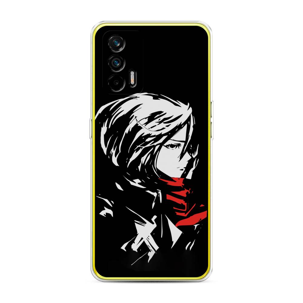 

Чехол на Oppo Realme Q3 Pro "Микаса минимализм", Черный;серый;красный, 256550-4