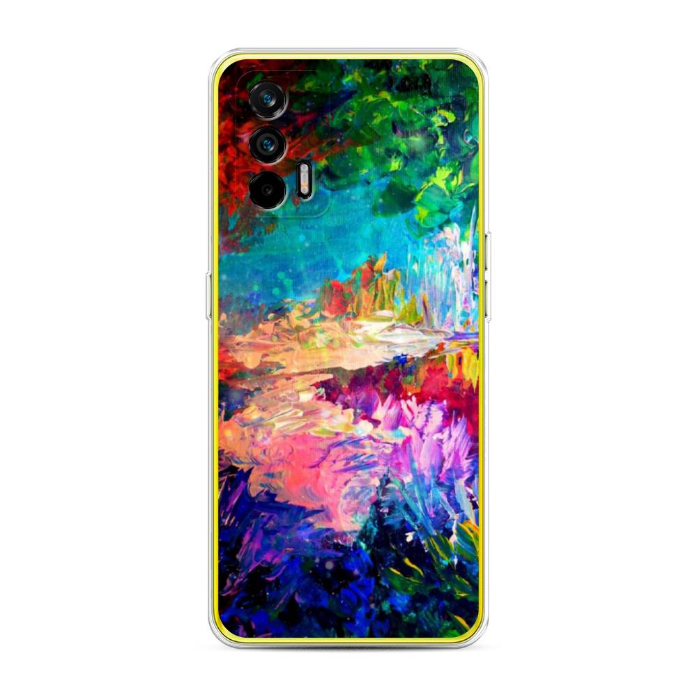 

Чехол на Oppo Realme Q3 Pro "Лес-гуашь", Синий;розовый;зеленый, 256550-4