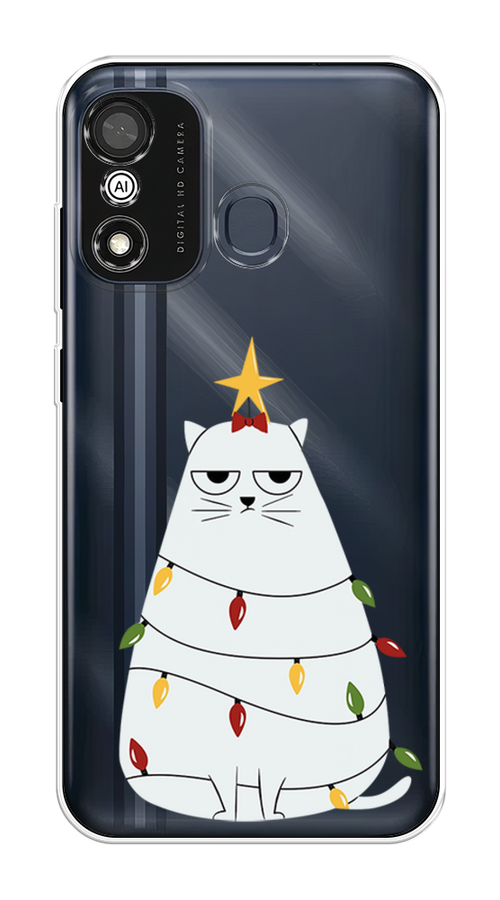

Чехол на Itel A27 "Котик в гирлянде", Белый;красный;желтый, 3200450-1