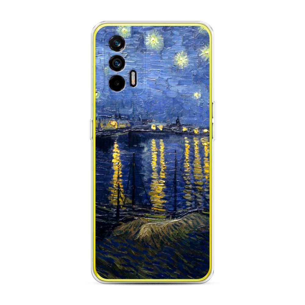 

Чехол на Oppo Realme Q3 Pro "Звездная ночь над Роной", Синий;желтый, 256550-4