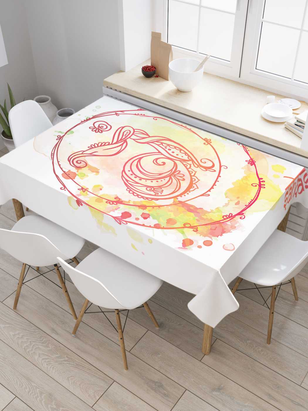 

Скатерть прямоугольная JoyArty "Коронная чакра" из оксфорда, 120x145 см, Белый, Коронная чакра