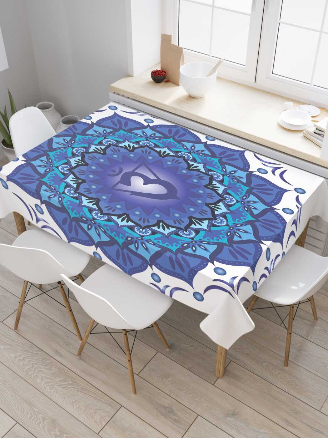

Скатерть прямоугольная JoyArty "Аджна чакра" из оксфорда, 120x145 см, Синий, Аджна чакра