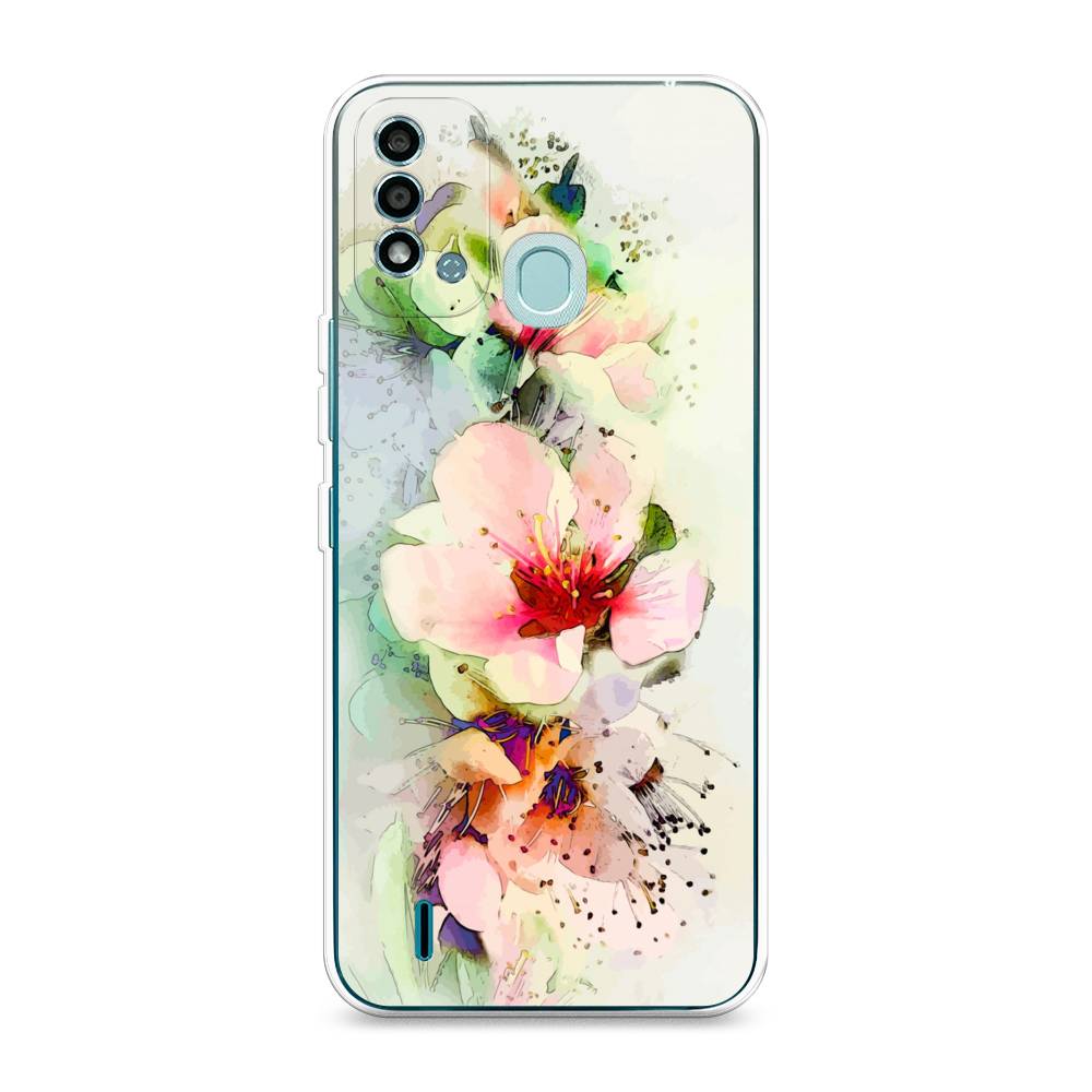 

Чехол на Itel Vision 2S "Нежные цветы", Зеленый;розовый, 3200650-2