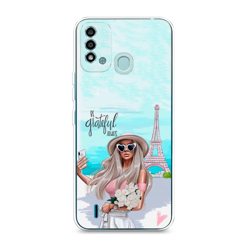 

Чехол на Itel Vision 2S "Селфи Париж", Голубой;бежевый, 3200650-6