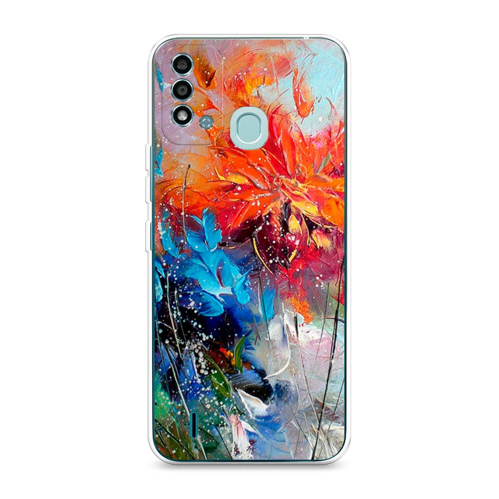 

Чехол на Itel Vision 2S "Абстрактные цветы", Оранжевый;синий, 3200650-4