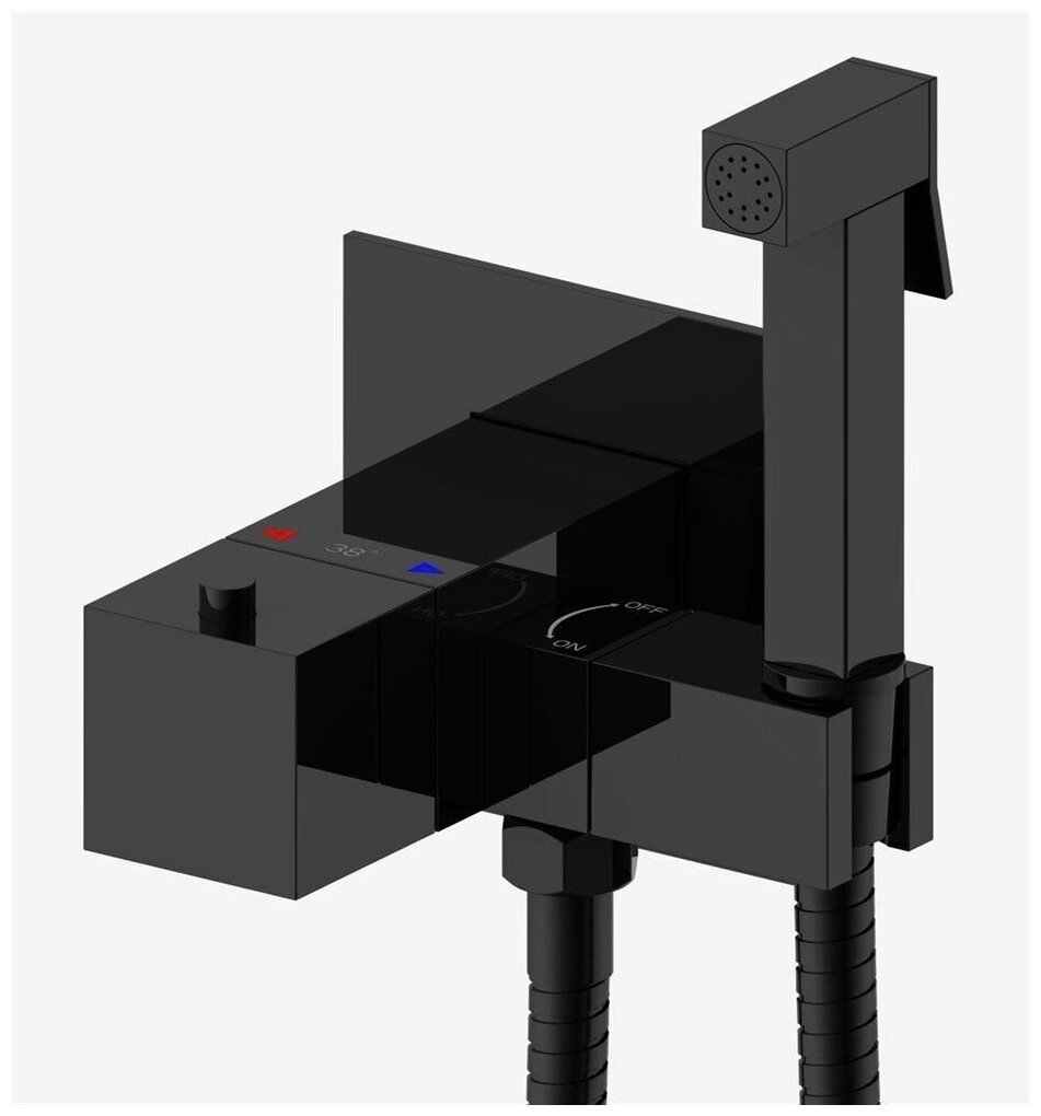 фото Гигиенический душ скрытого монтажа с термостатом gappo g7207-60 черный матовый