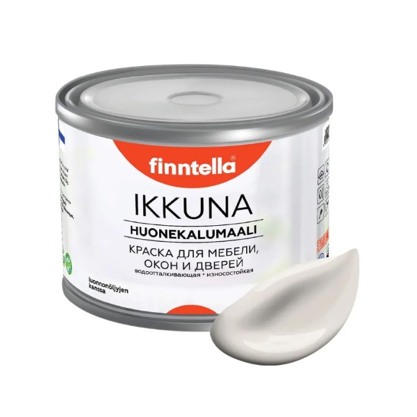

Краска IKKUNA FINNTELLA Матовая, PLATINUM бело-серый, 0,45л, IKKUNA для мебели и для дерева, для кухни и кухонных фасадов, для шкафов, для комодов и для деревянных поверхностей с натуральным маслом, без запаха