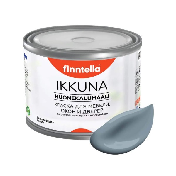 

Краска IKKUNA FINNTELLA Матовая, HOPEA Светло-серый, 0,45л, IKKUNA для мебели и для дерева, для кухни и кухонных фасадов, для шкафов, для комодов и для деревянных поверхностей с натуральным маслом, без запаха