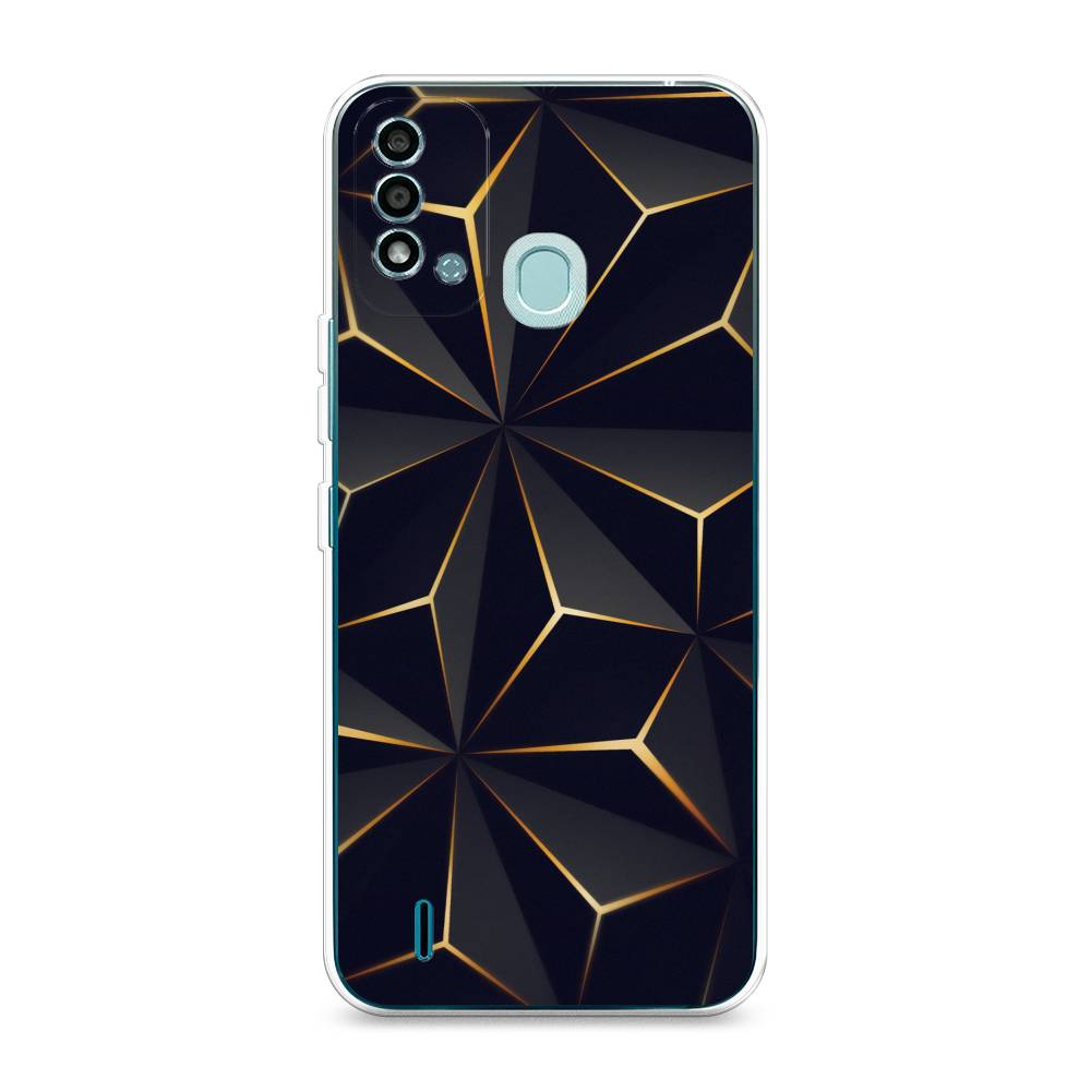

Чехол на Itel Vision 2S "Черные полигоны", Золотистый;черный, 3200650-3