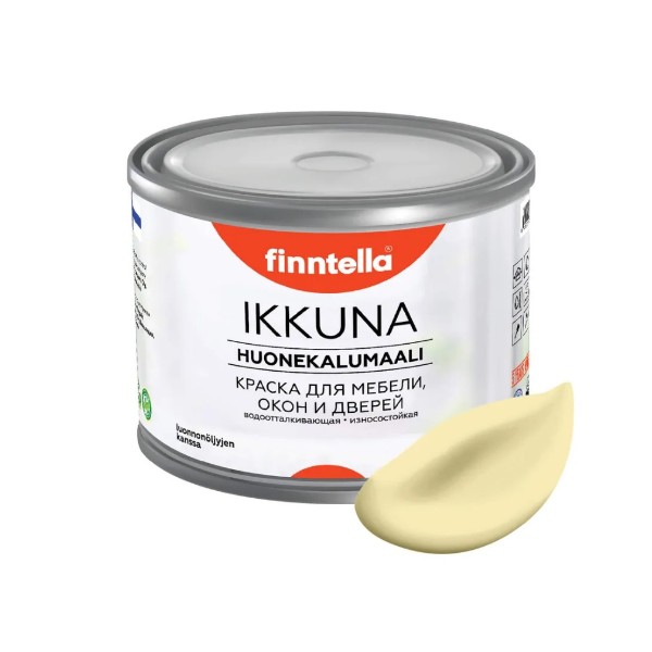

Краска IKKUNA FINNTELLA Матовая, VEHNA светло-песочный, 0,45л, Бежевый, IKKUNA для мебели и для дерева, для кухни и кухонных фасадов, для шкафов, для комодов и для деревянных поверхностей с натуральным маслом, без запаха
