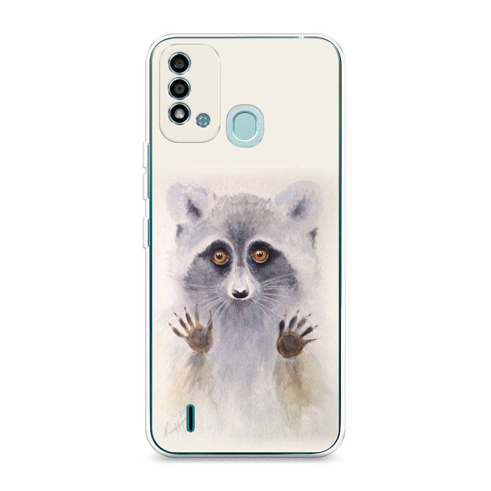 

Чехол на Itel Vision 2S "Енот за стеклом", Бежевый;серый, 3200650-4