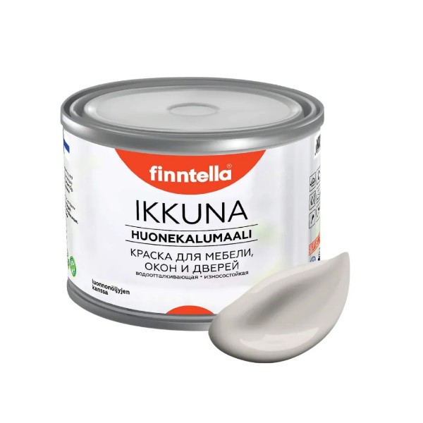 

Краска IKKUNA FINNTELLA Матовая, KERMA светло-бежевый, 0,45л, IKKUNA для мебели и для дерева, для кухни и кухонных фасадов, для шкафов, для комодов и для деревянных поверхностей с натуральным маслом, без запаха