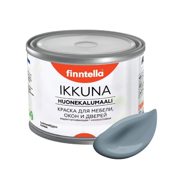 

Краска IKKUNA FINNTELLA Матовая, METTA серо-лиловый, 0,45л, Фиолетовый, IKKUNA для мебели и для дерева, для кухни и кухонных фасадов, для шкафов, для комодов и для деревянных поверхностей с натуральным маслом, без запаха