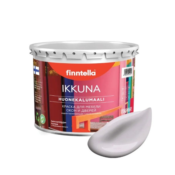 

Краска IKKUNA FINNTELLA Матовая, HELMI бледно-лиловый, 0,45л, Фиолетовый, IKKUNA для мебели и для дерева, для кухни и кухонных фасадов, для шкафов, для комодов и для деревянных поверхностей с натуральным маслом, без запаха