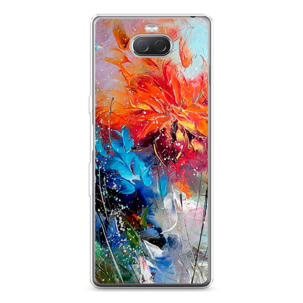 

Чехол на Sony Xperia 10 Plus "Абстрактные цветы", Оранжевый;синий, 54150-4