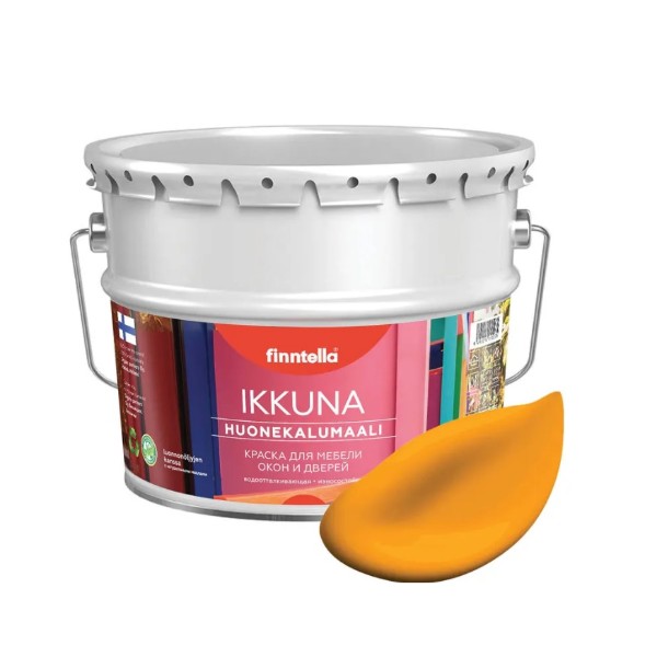 

Краска IKKUNA FINNTELLA Матовая, LIEKKI пламенный желтый, 0,45л, IKKUNA для мебели и для дерева, для кухни и кухонных фасадов, для шкафов, для комодов и для деревянных поверхностей с натуральным маслом, без запаха