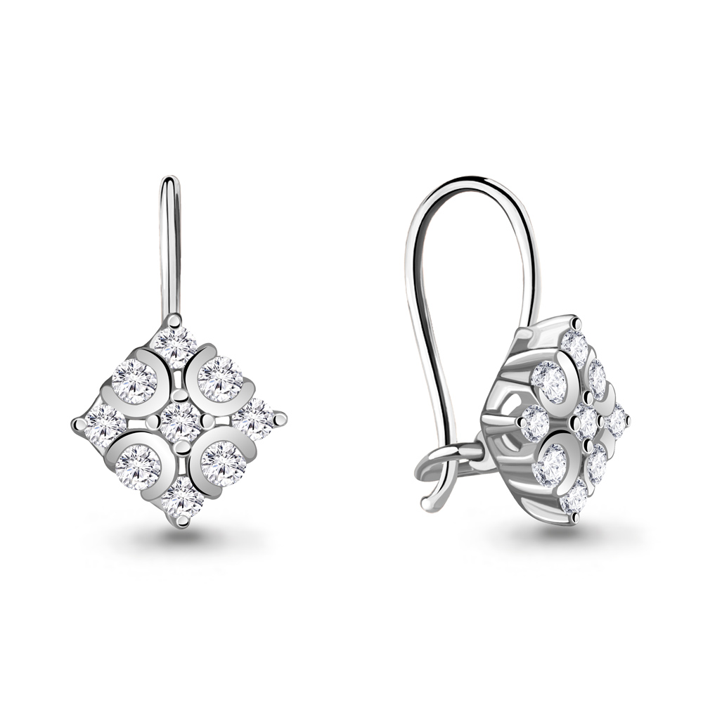 

Серьги из серебра с фианитом Aquamarine 48647А_925_р, 48647А_925_р