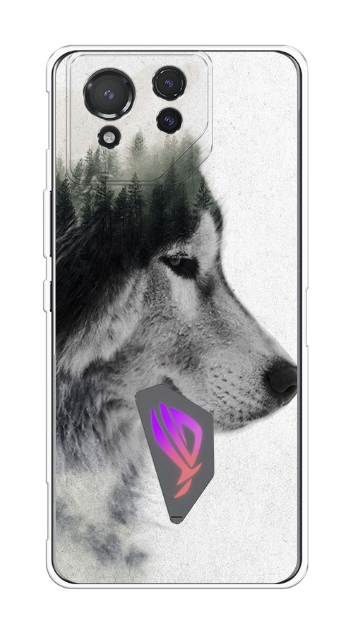 

Чехол на Asus ROG Phone 8 "Волк лес", Серый;белый, 45150-1